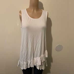 Sleeveless Bottom Ruffle White top